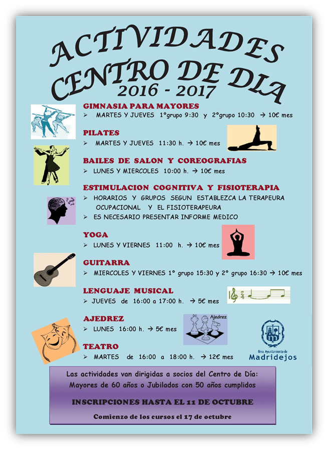 Programa de actividades temporada 2016/2017 en el Centro de Día