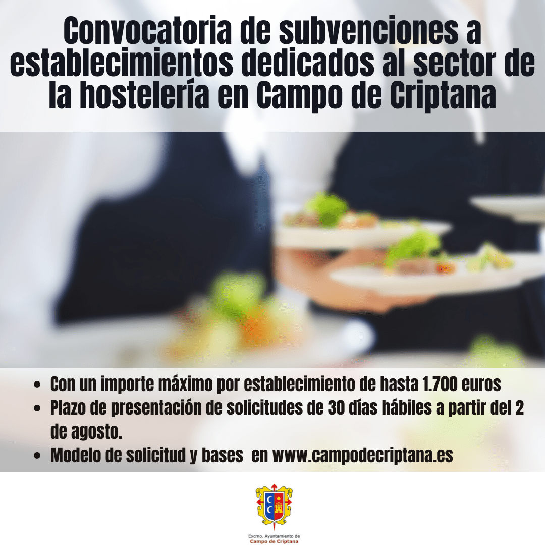El Ayuntamiento de Campo de Criptana convoca ayudas para bares y restaurantes por segundo año consecutivo