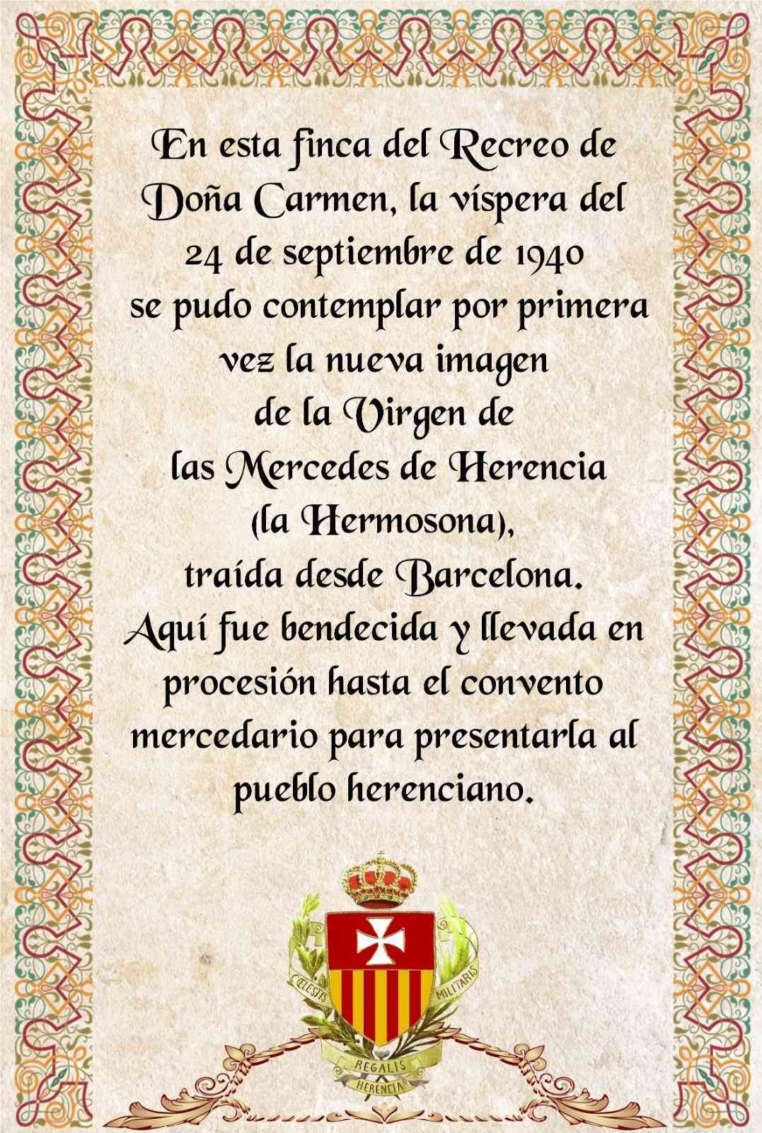 Dos cerámicas conmemoran la llegada de la actual imagen de la Virgen de las Mercedes a Herencia 4 Dos cerámicas conmemoran la llegada de la actual imagen de la Virgen de las Mercedes a Herencia 4