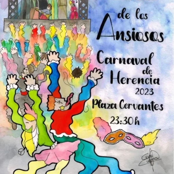 Clara Eugenia Úbeda-Contreras firma el cartel del Sábado de los Ansiosos 2023 del Carnaval de Herencia