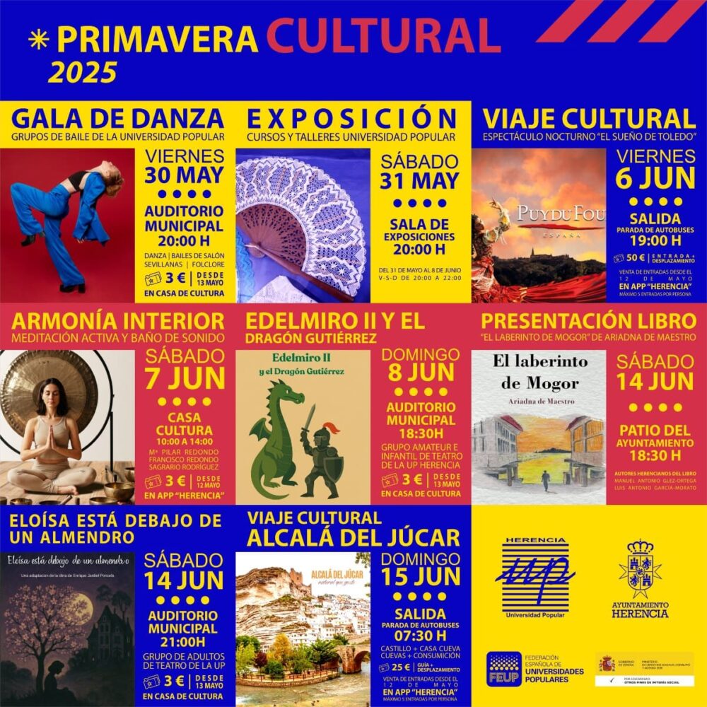 Herencia celebra su Primavera Cultural 2025 con una programación llena de arte, literatura, viajes y bienestar