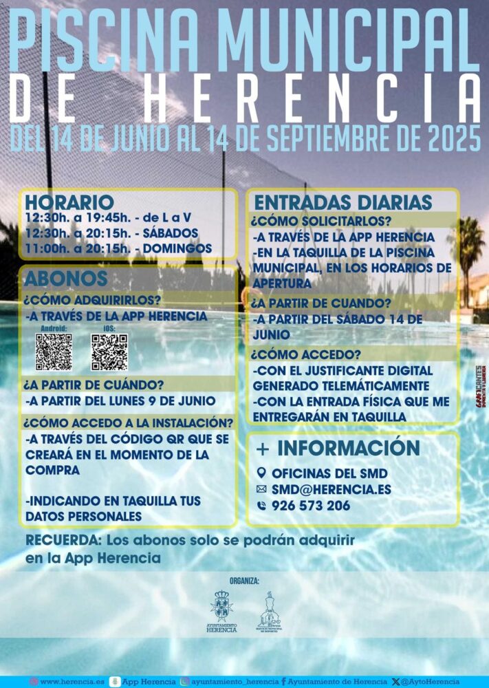La Piscina Municipal de Herencia abrirá sus puertas el 14 de junio con nuevas mejoras y un verano lleno de actividades