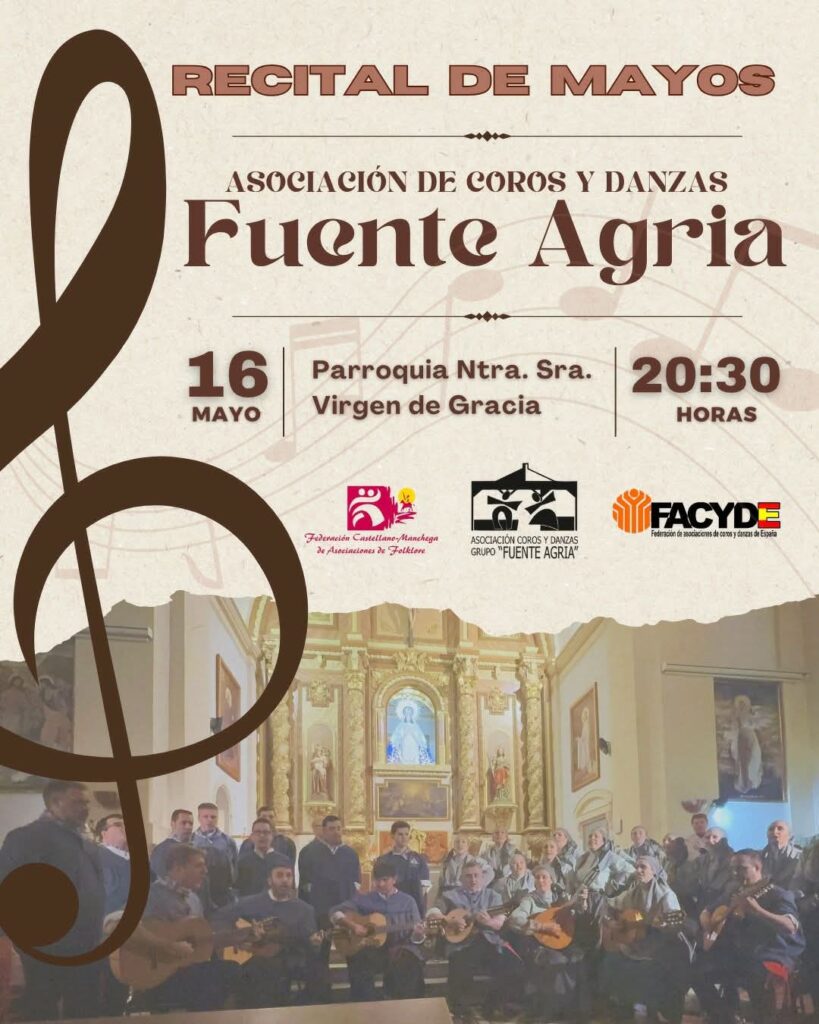 Recital de mayos el viernes de la asociación folklórica «Fuente Agria» en la parroquia Virgen de Gracia