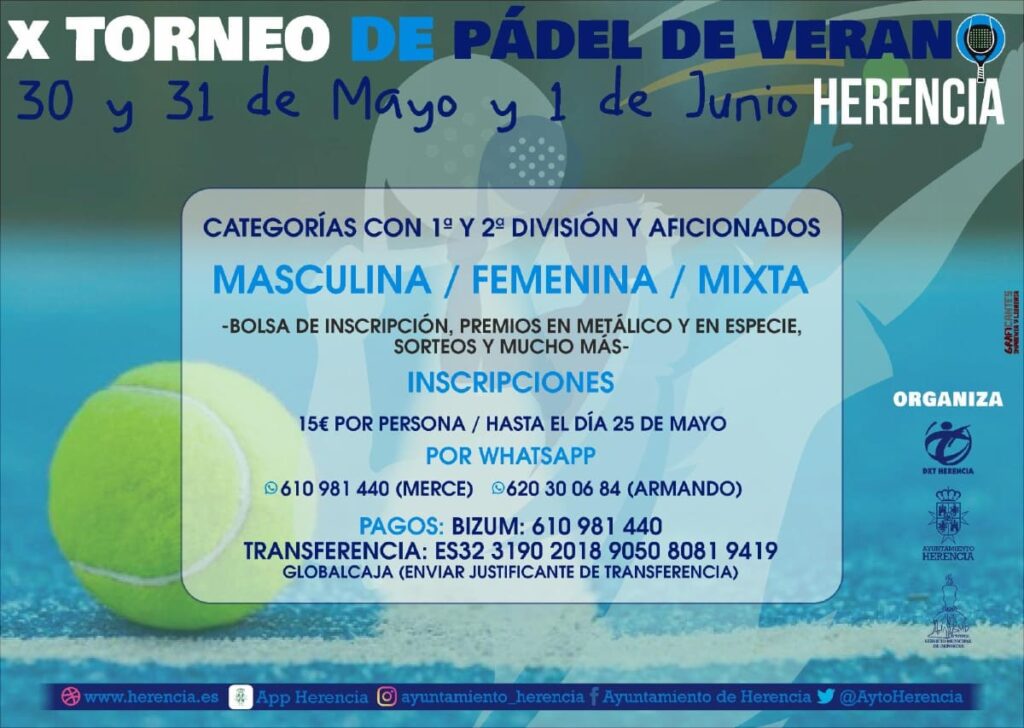 Herencia calienta motores para el X Torneo de Pádel de Verano